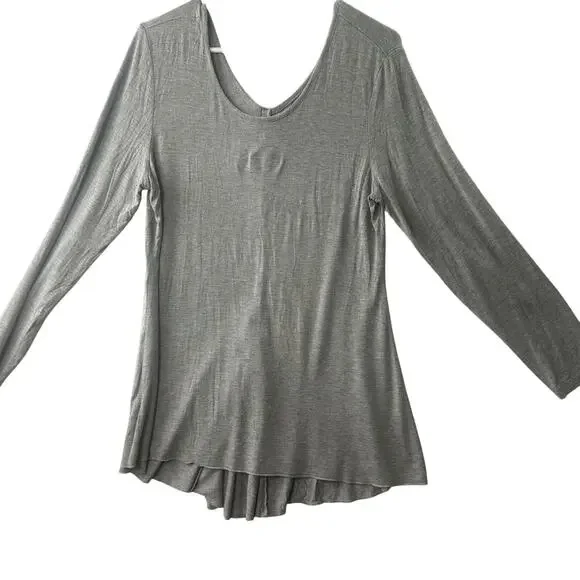Soft Surroundings Gray High-Low Long Sleeve Top with Zipper Back – Size Large - Picture 1 of 5
